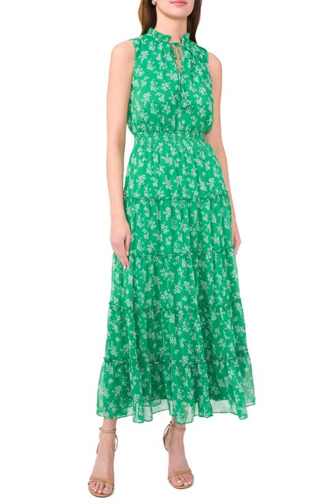 Split Neck Tiered Maxi Dress