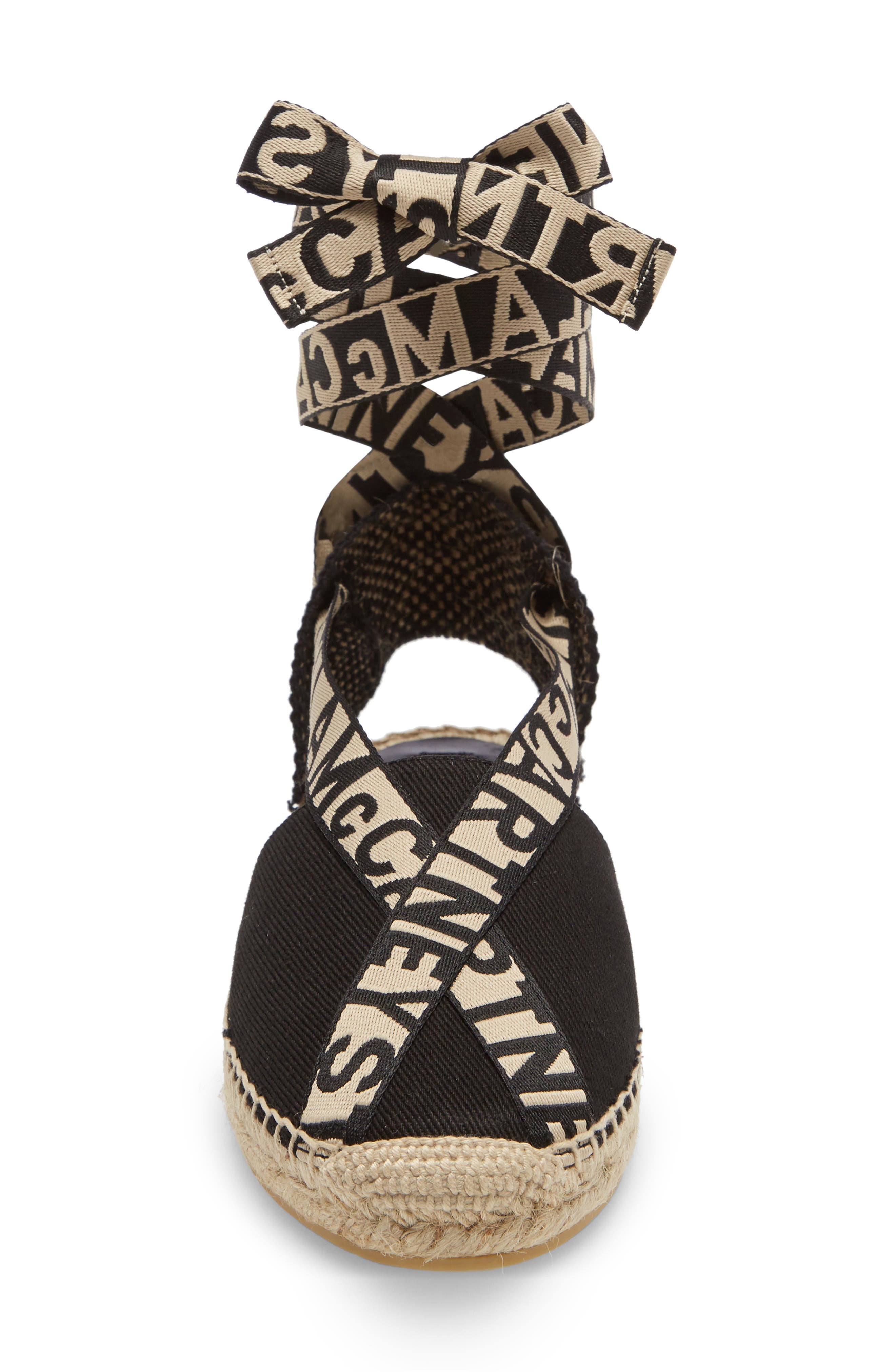 Stella McCartney Gaia Logo Ankle Wrap Espadrille Flat, Alternate, color, 