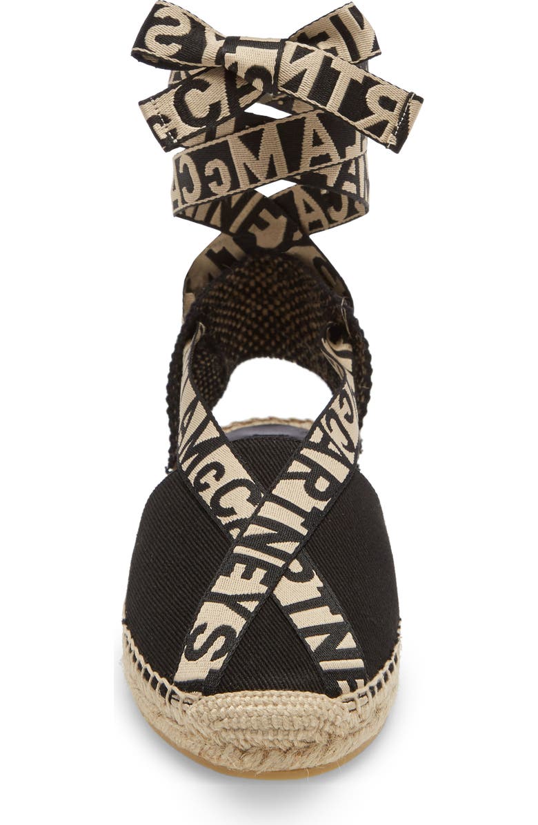 Stella McCartney Gaia Logo Ankle Wrap Espadrille Flat, Alternate, color,