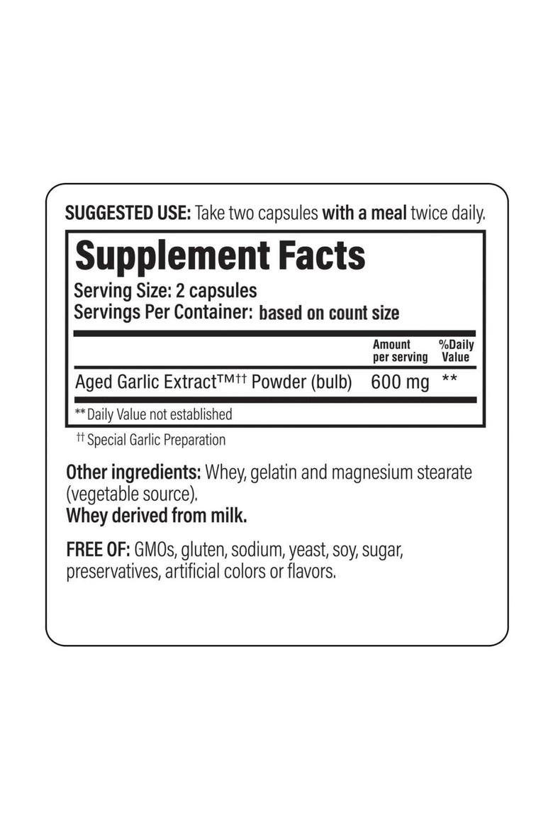 Aged Garlic Extract Formula 100, Cardiovascular Health, 200 ct capsules., Alternate, color, None