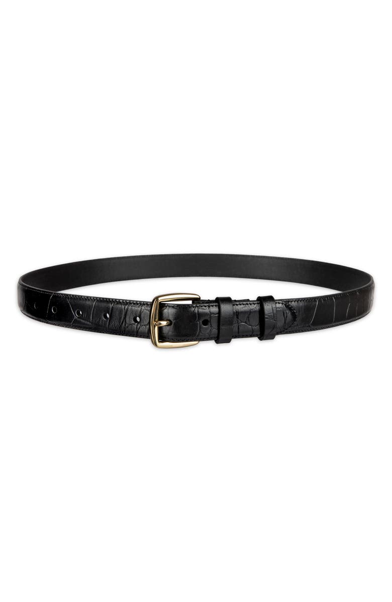 Cole Haan Feather Edge Leather Belt, Main, color, Black Croc