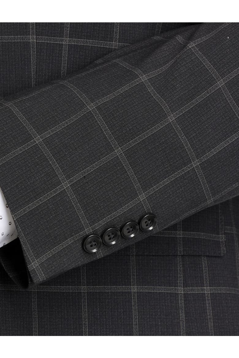 Big & Tall Windowpane Suit Jacket, Alternate, color, BLACK