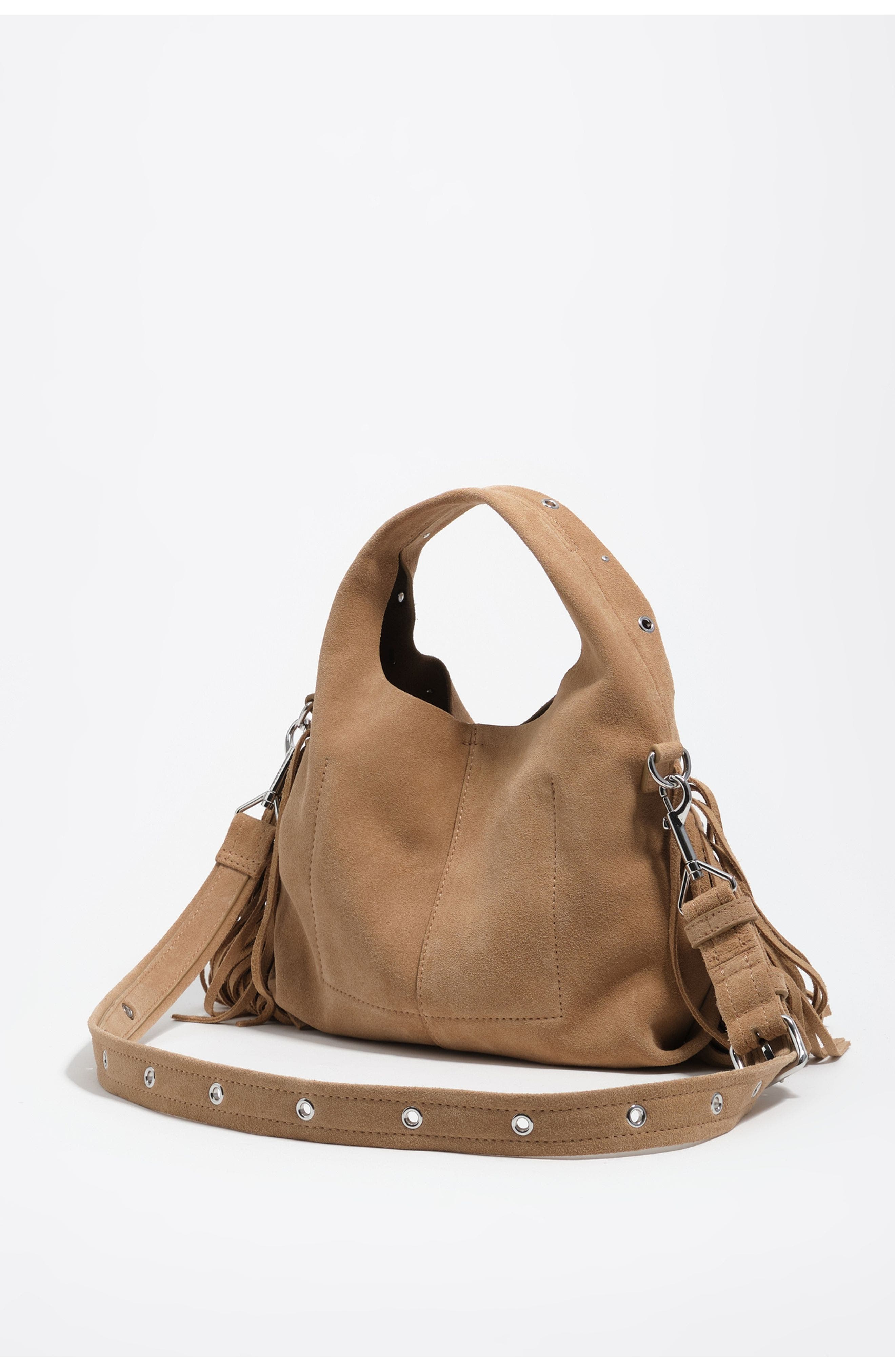 Bimba y Lola Small Paper Suede Handbag, Alternate, color, Natural