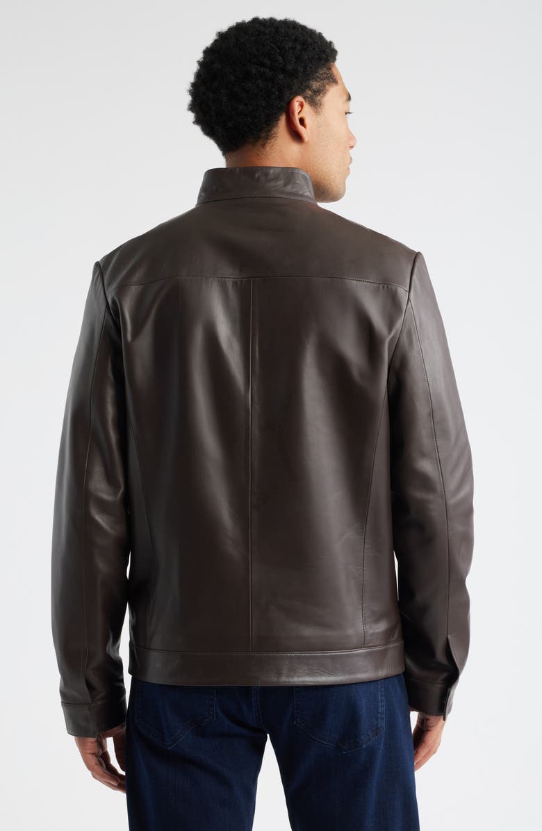 Nordstrom Stand Collar Leather Bomber Jacket, Alternate, color, Brown Bean