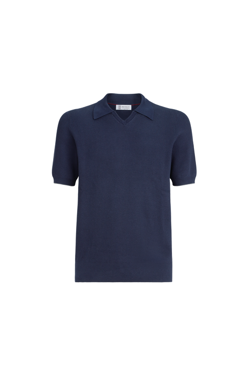 Cotton English rib knit polo