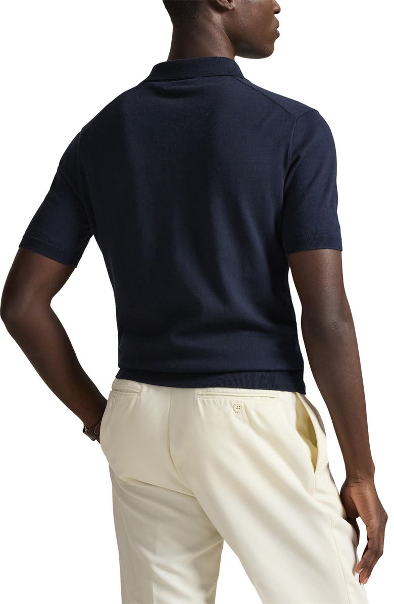 Polo Ralph Lauren Short Sleeve Cotton Polo Sweater, Alternate, color, Hunter Navy