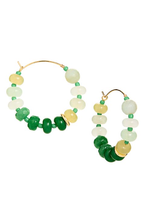 Beaded Wire Hoop Earrings