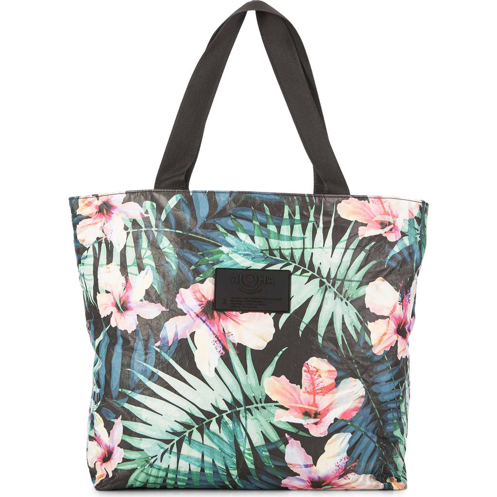 Aloha Collection Hibiscus Palm Day Tripper Water Resistant Tyvek® Tote In Hibiscus Palm