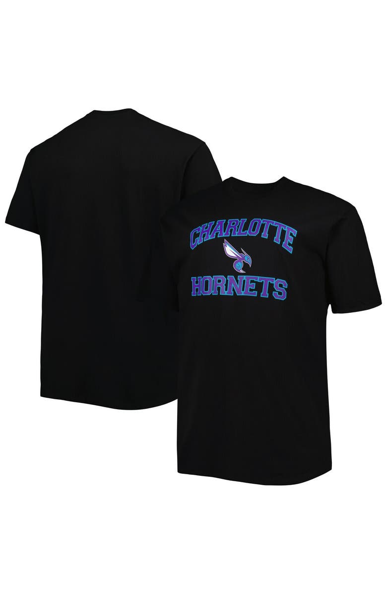 PROFILE Men's Black Charlotte Hornets Big & Tall Heart & Soul T-Shirt, Main, color, Black