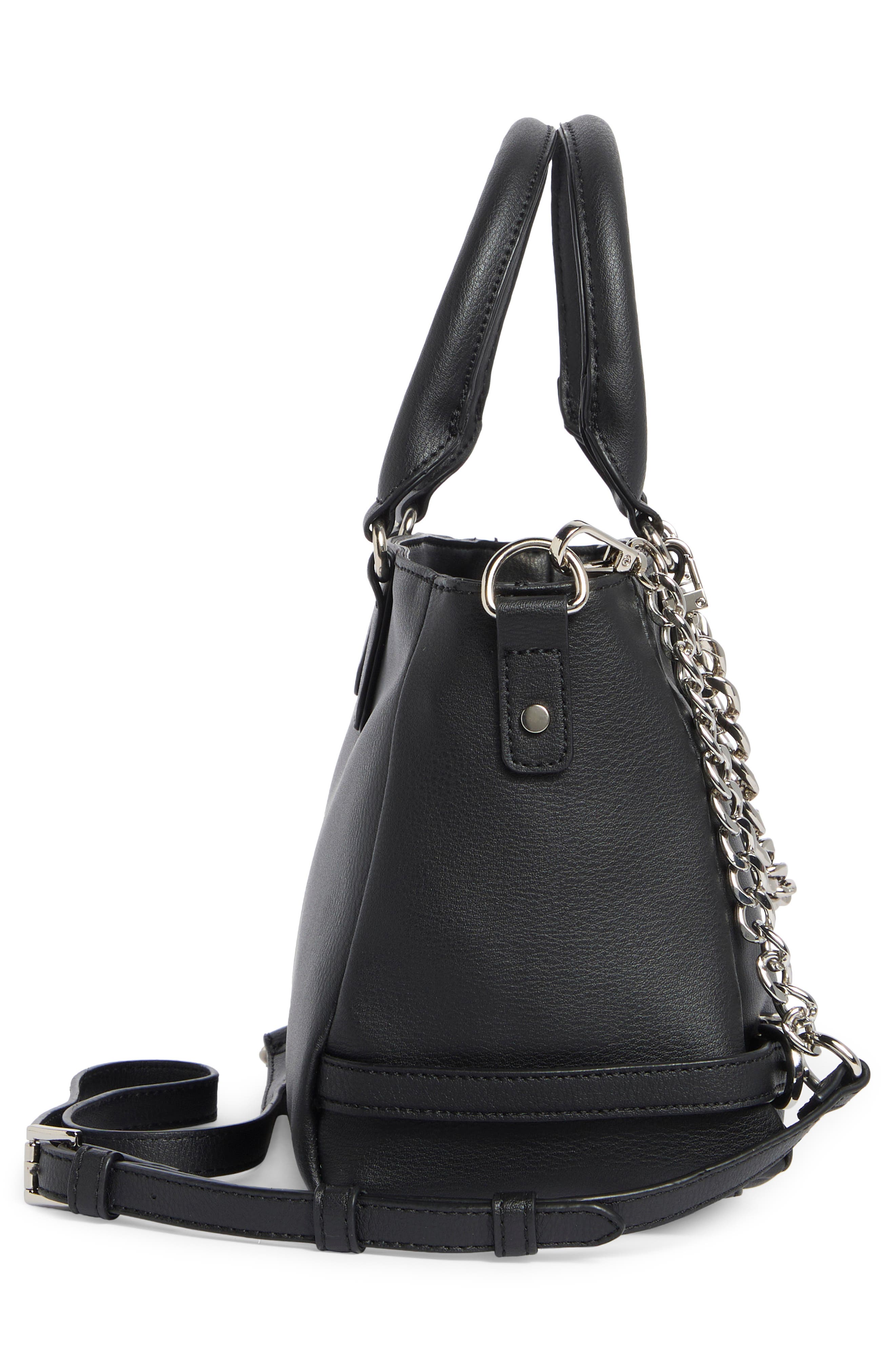 Madden Girl Faux Leather Satchel Bag, Alternate, color, Black