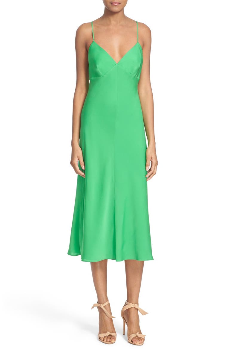 Stretch Silk Slipdress, Main, color, GREEN