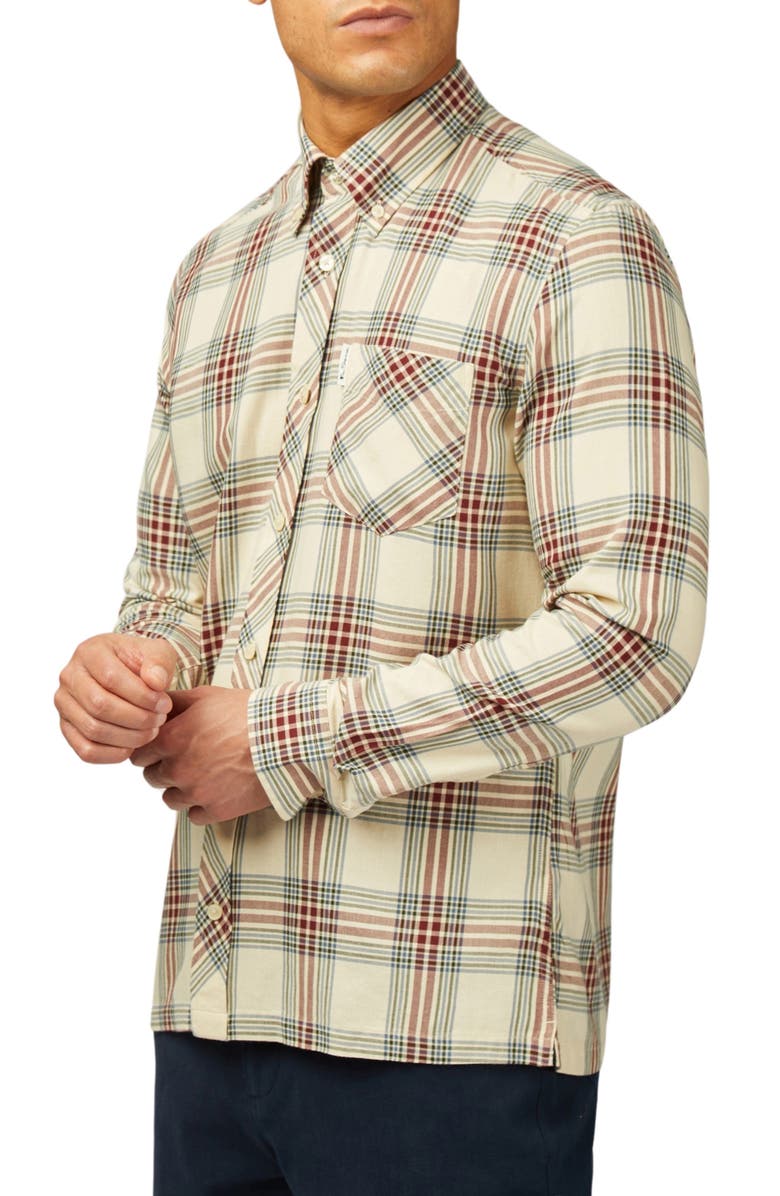 Ben Sherman Grid Check Button-Down Overshirt, Main, color, 