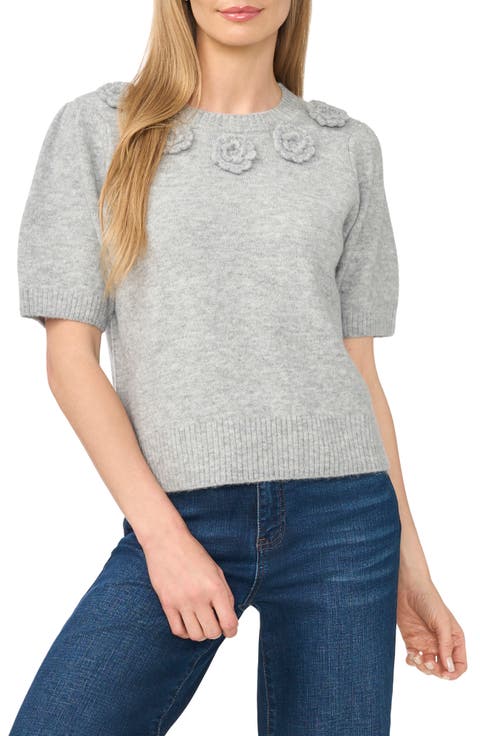 Rosette Short Sleeve Sweater