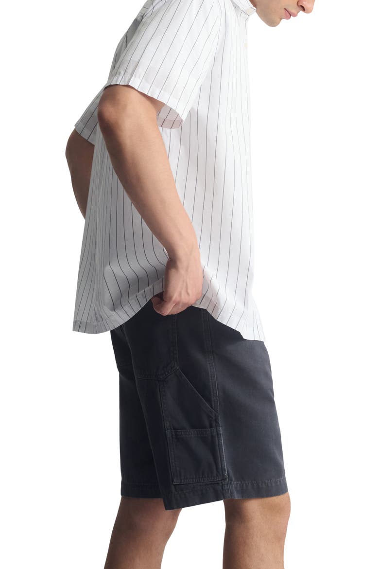Stripe Short Sleeve Cotton Button-Up Shirt, Alternate, color, CASTLEROCK