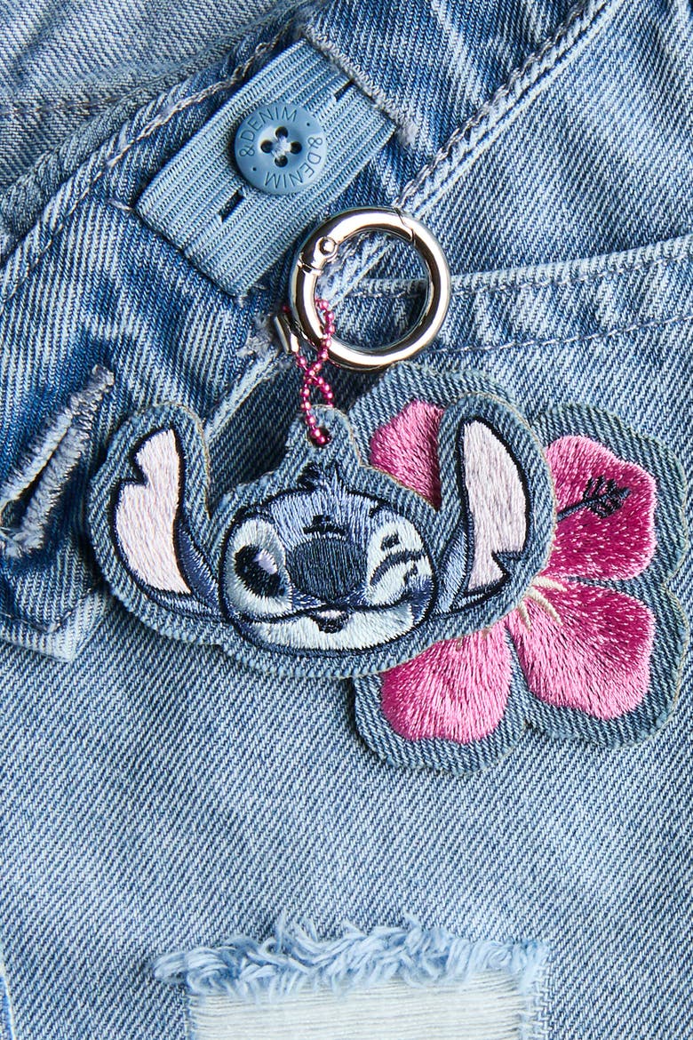 Appliquéd Denim Shorts, Alternate, color, Light denim blue/Lilo & Stitch