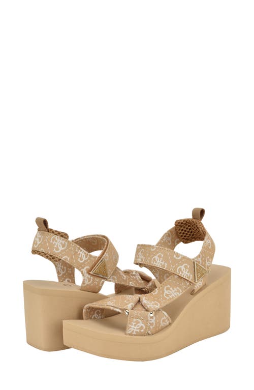 Guess Daysa Slingback Platform Wedge Sandal In Neutral