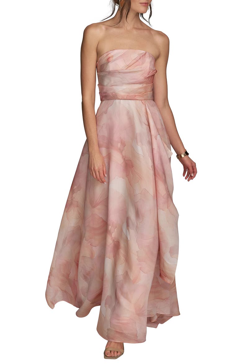 Abstract Floral Strapless Gown, Alternate, color, APRICOT MULTI