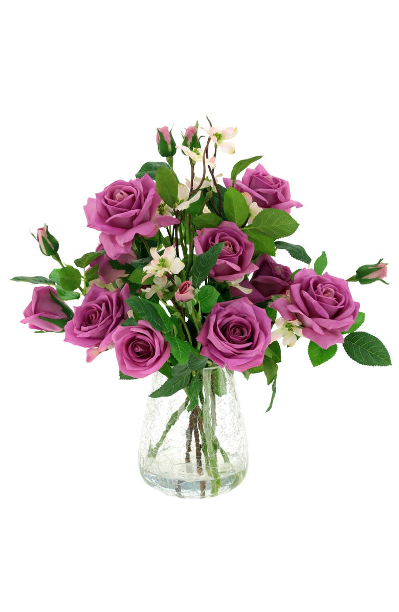 Mark Roberts Roses in Crackle Vase, Main, color, Lavender