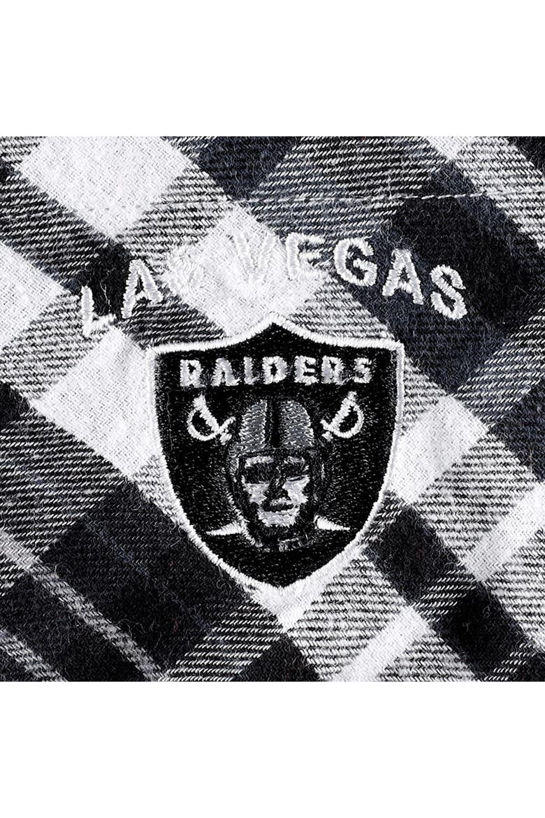 Women's Concepts Sport Black Las Vegas Raiders Mainstay Plaid Full-Button Long Sleeve Nightshirt, Alternate, color, Black