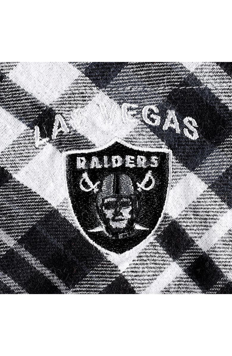 CONCEPTS SPORT Women's Concepts Sport Black Las Vegas Raiders Mainstay Plaid Full-Button Long Sleeve Nightshirt, Alternate, color, Black