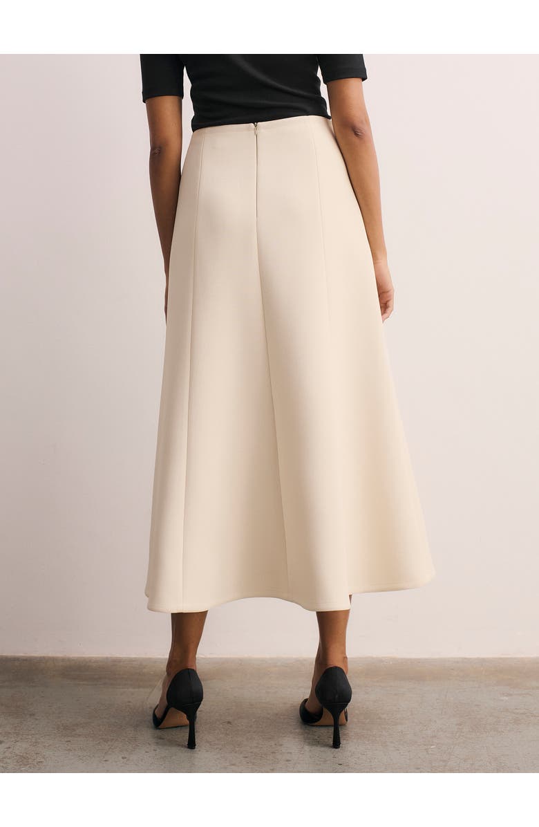The Fold Ellingham High Waisted A-Line Midi Skirt, Alternate, color, Neutral