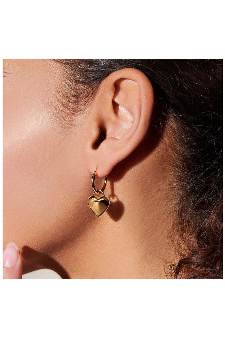 Freya Puffed Heart Drop Earrings, Alternate, color, Gold
