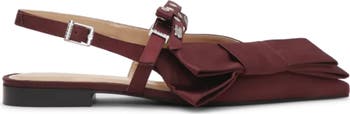 Big Bow Pointed Toe Slingback Flat