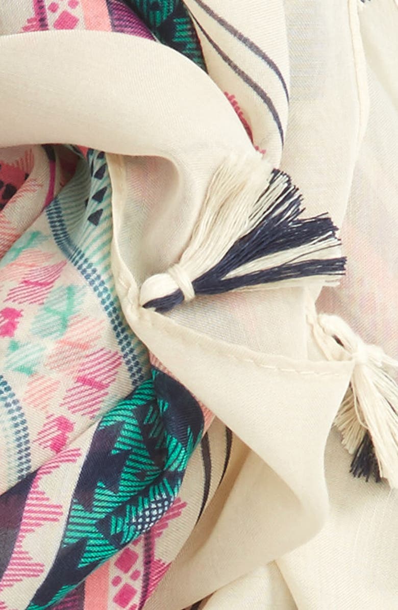 BP. Geo Print Tassel Square Scarf, Alternate, color, 