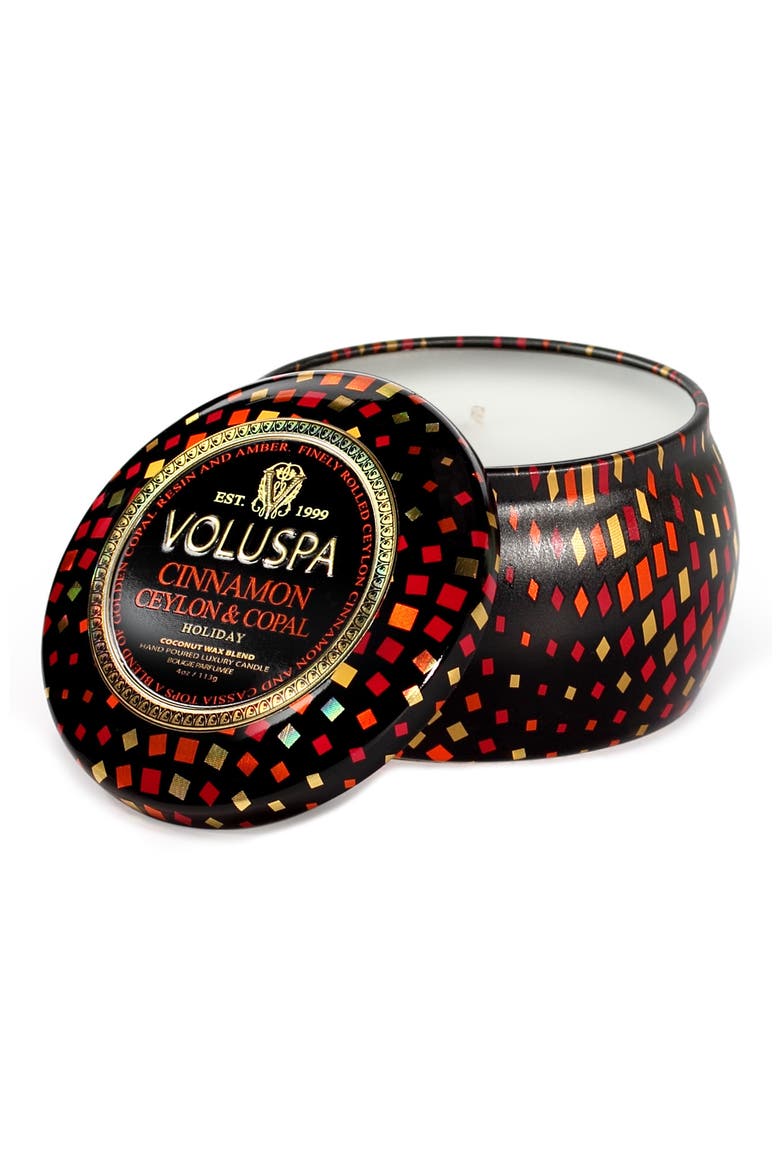 'Maison Holiday - Cinnamon Ceylon & Copal' Petite Decorative Tin Candle, Alternate, color, NO COLOR