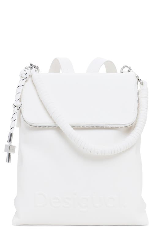 Desigual Mini Faux Leather Backpack In White
