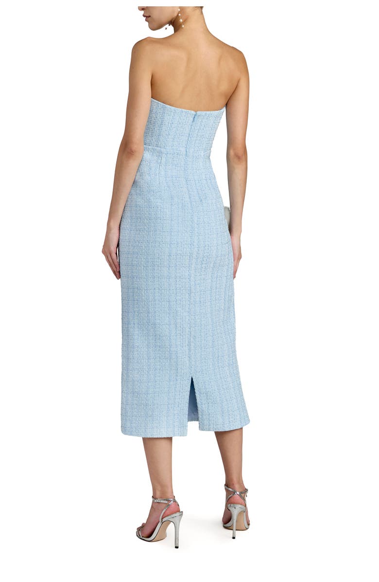 Mac Duggal Strapless Boucle Fitted Midi Dress With 3D Flowers, Alternate, color, 