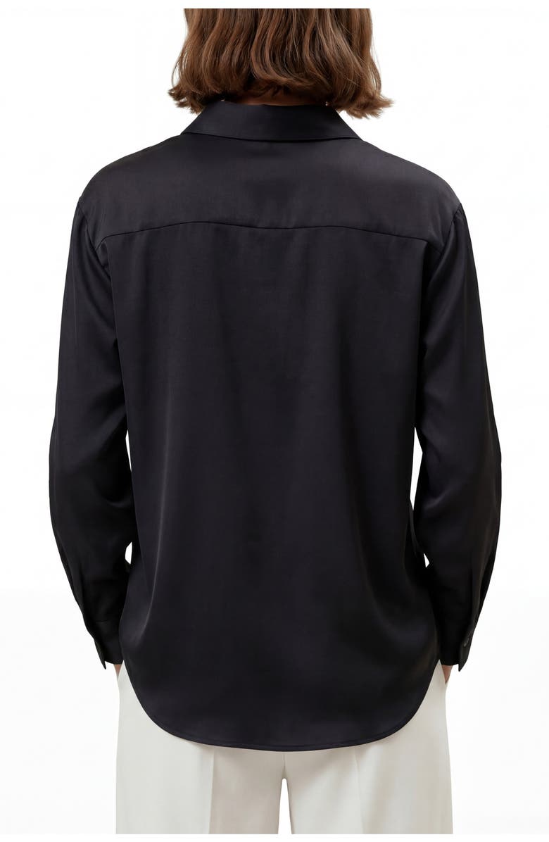 Solomon & Sage Women's Button Down Satin Silk Shirt, Alternate, color, Black