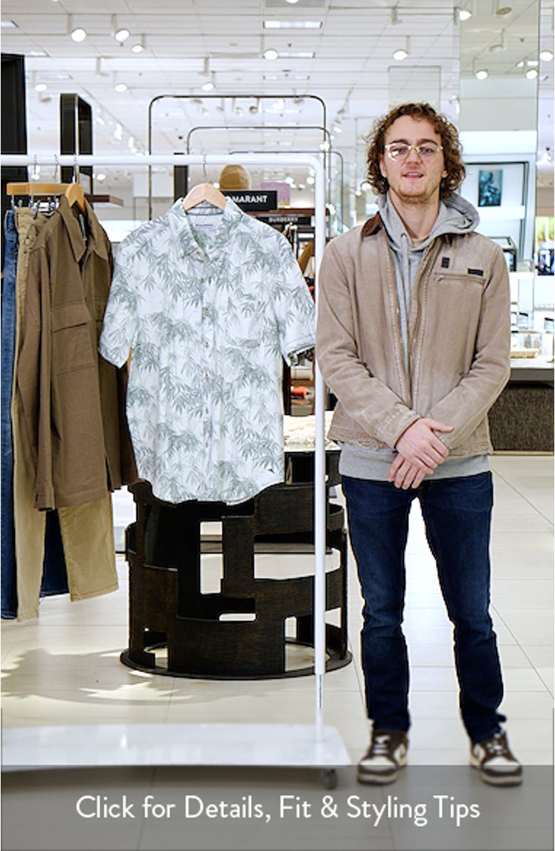 San Lucio Tides Bamboo Print IslandZone<sup>®</sup> Short Sleeve Cotton Blend Button-Up Shirt, sales video thumbnail