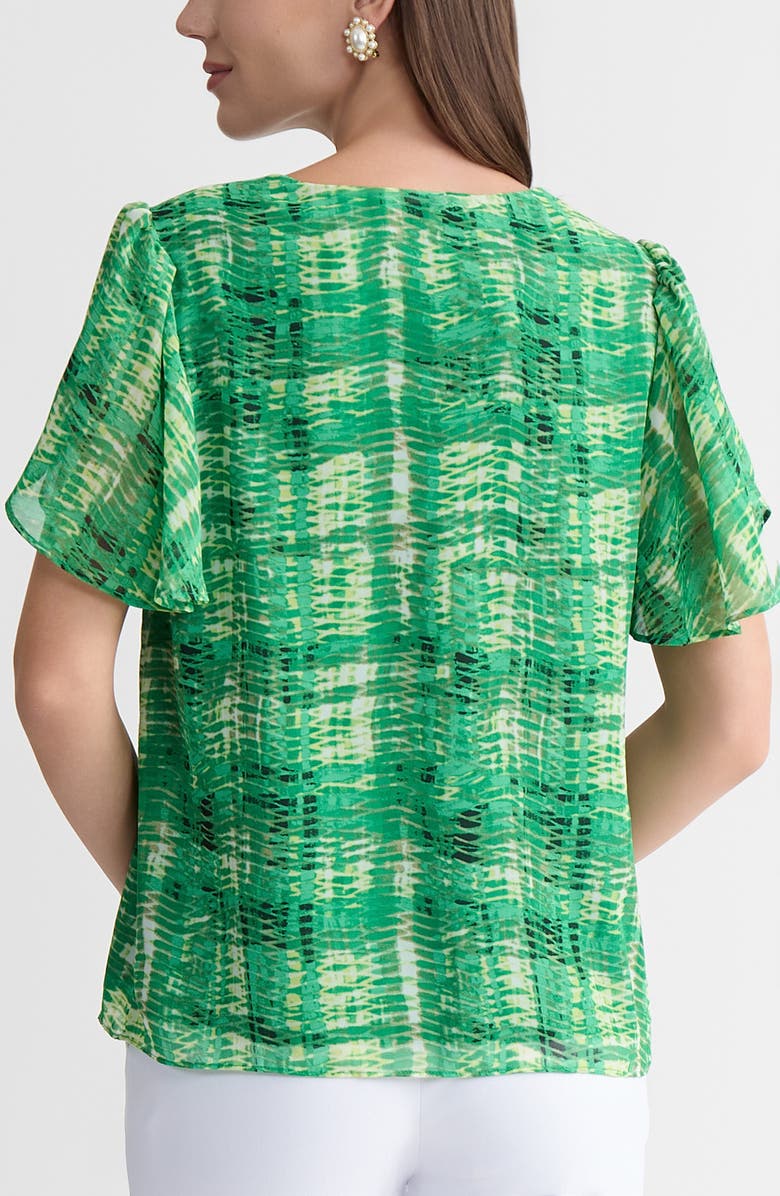 KASPER Flutter Sleeve Top, Alternate, color, Lush Green Multi