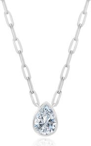 Crislu Cubic Zirconia Bezel Pendant Necklace