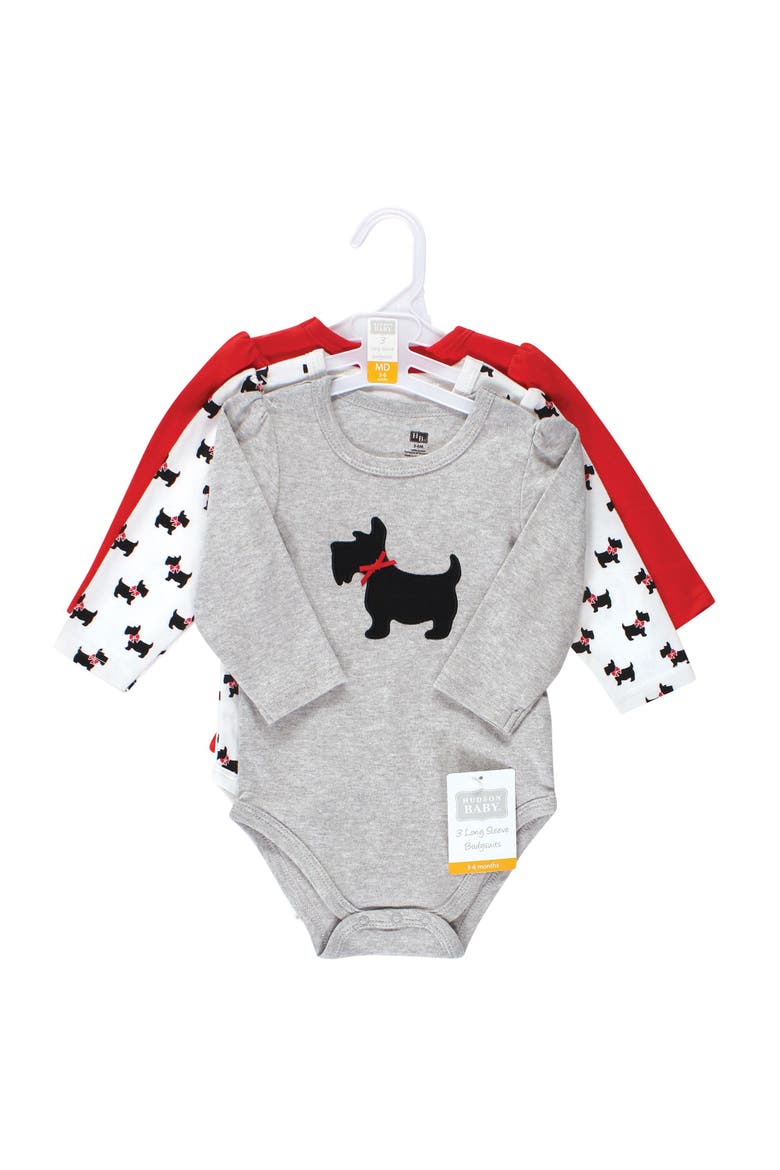 Infant Breathable Cotton Long-Sleeve Bodysuit Bundle 3 Count, Alternate, color, Scottie Dog