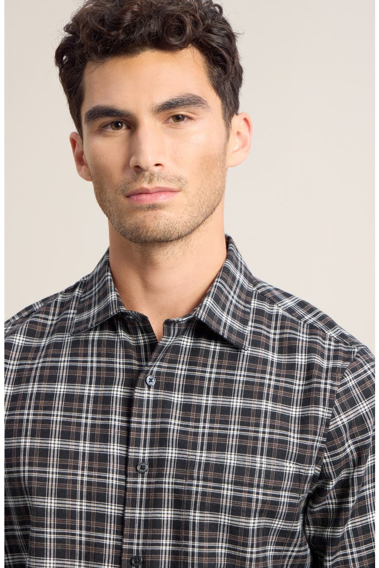Plaid Cotton & Cashmere Button-Up Shirt, Alternate, color, BLACK VENTI PLAID
