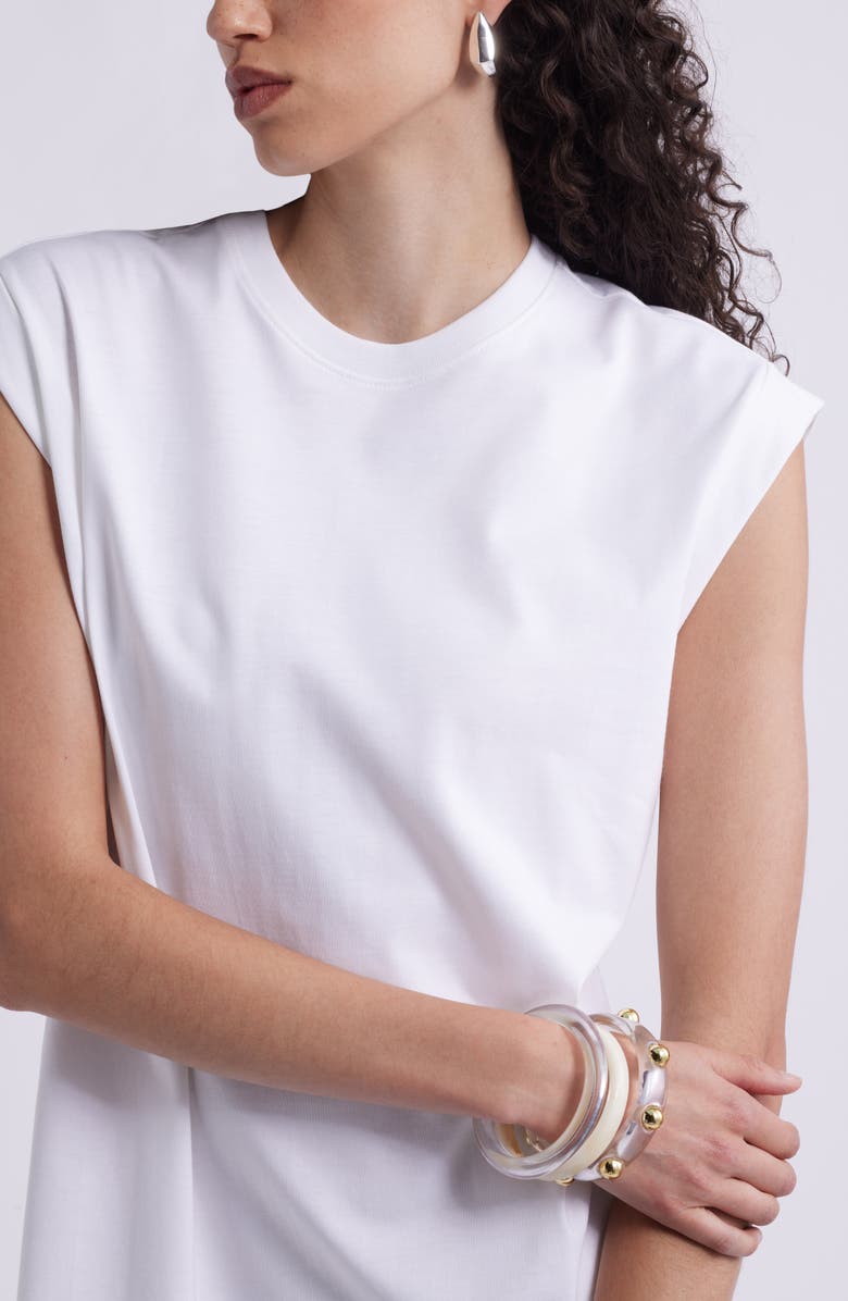 Nordstrom Muscle Sleeve Pima Cotton Jersey Maxi Dress, Alternate, color, White