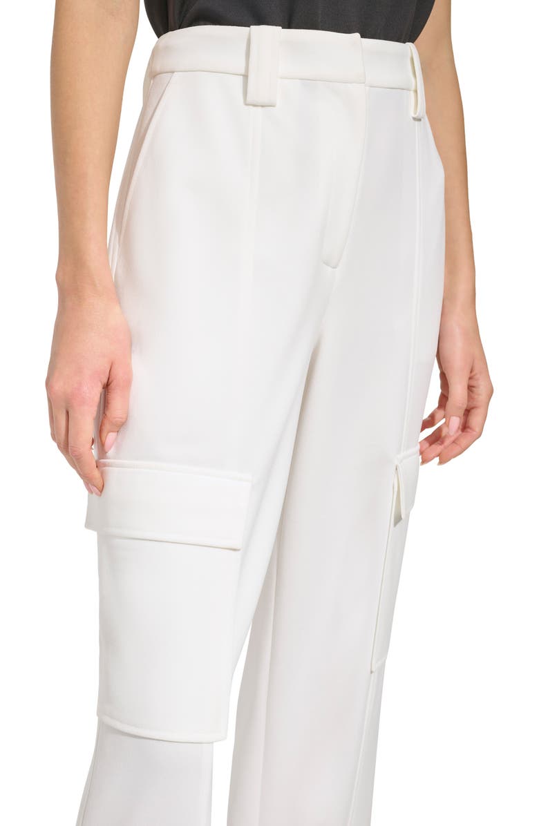 DKNY Straight Leg Crepe Cargo Pants, Alternate, color, Ivory