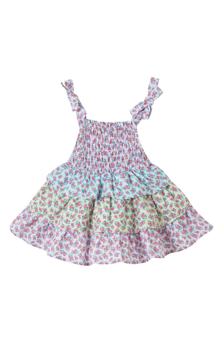 Andy & Evan Floral Cotton Smocked Tiered Dress, Main, color, 