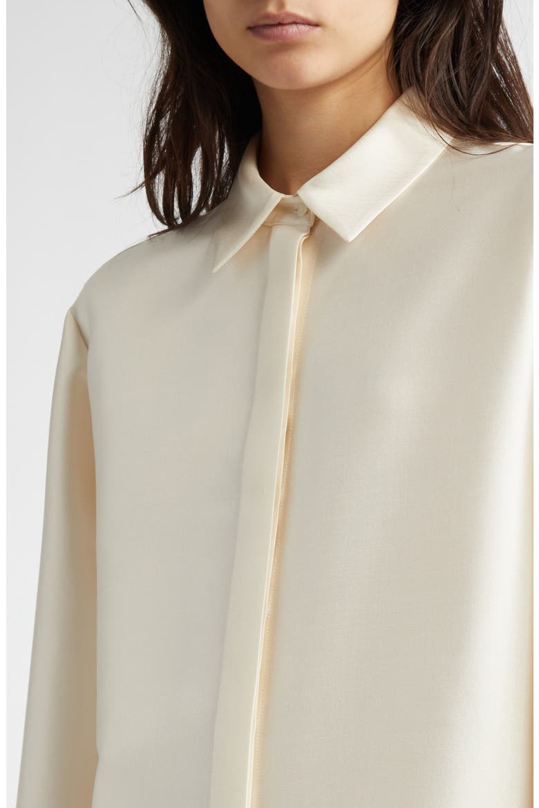 Dahlia Silk Button-Up Shirt, Alternate, color, IVORY