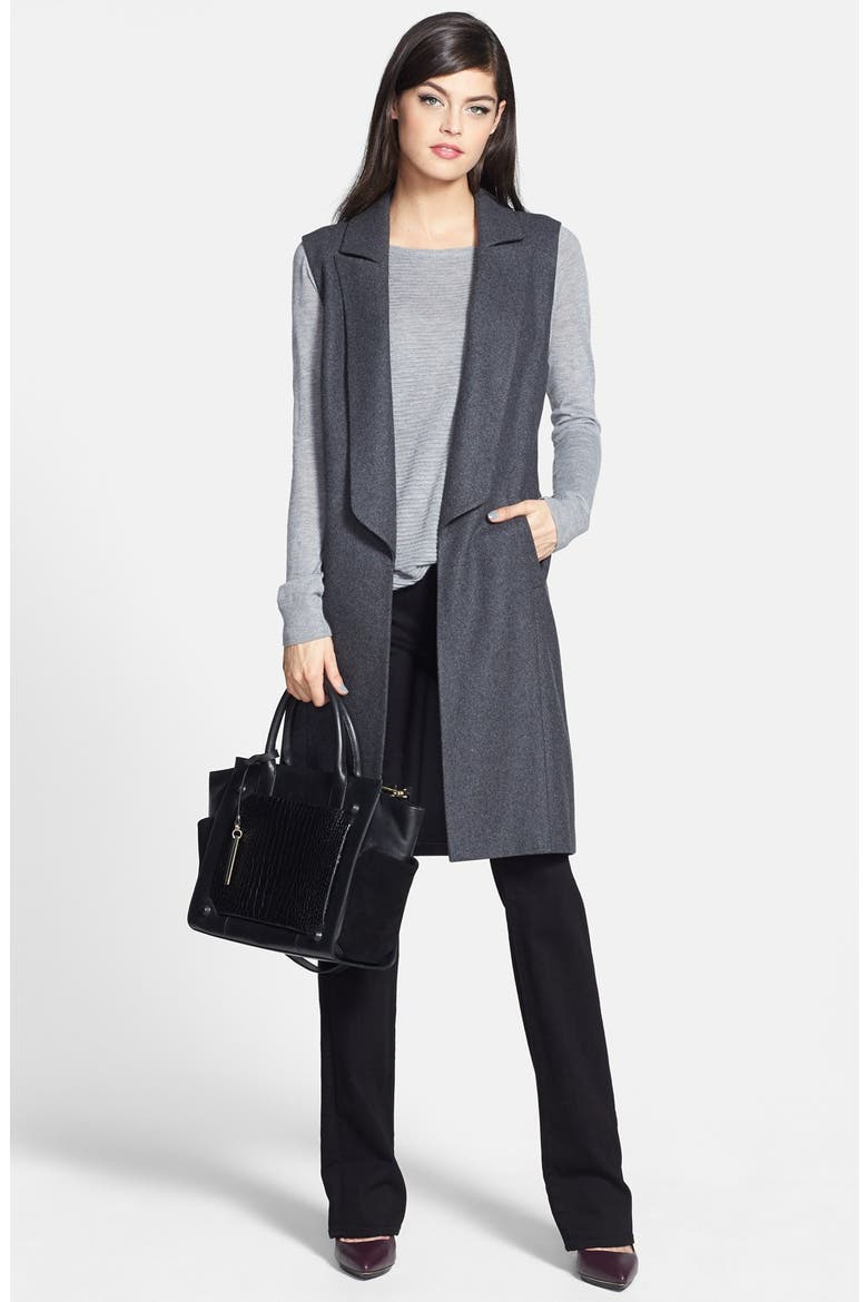 Sleeveless Wool Blend Jacket, Alternate, color, HEATHER CHARCOAL
