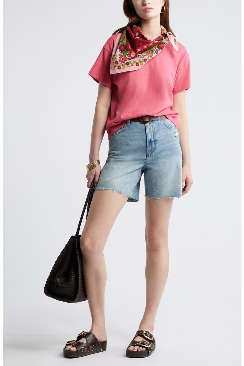 Favorite Cotton T-Shirt, Alternate, color, PINK CARMINE