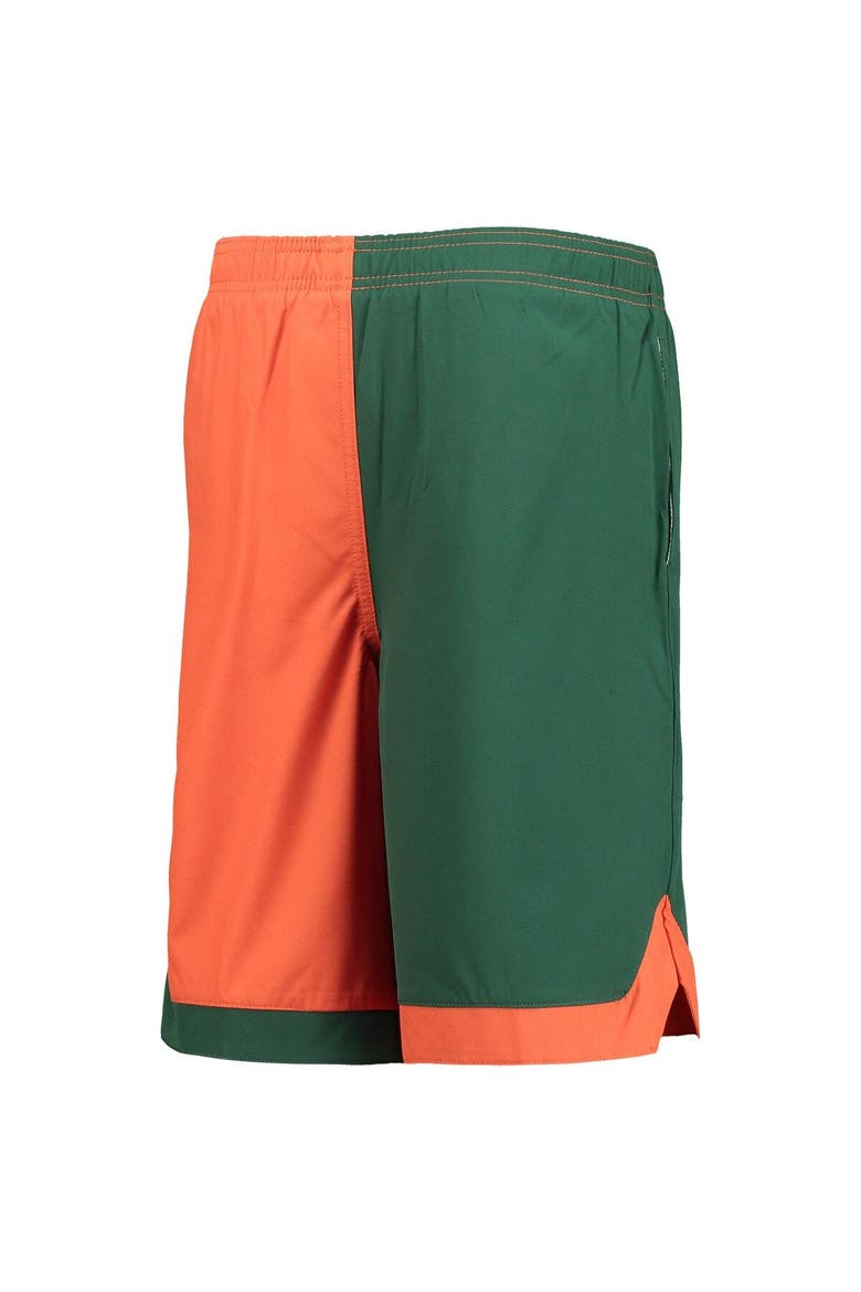 Youth Green/Orange Miami Hurricanes Conch Bay Swim Shorts, Alternate, color, Hunter Green