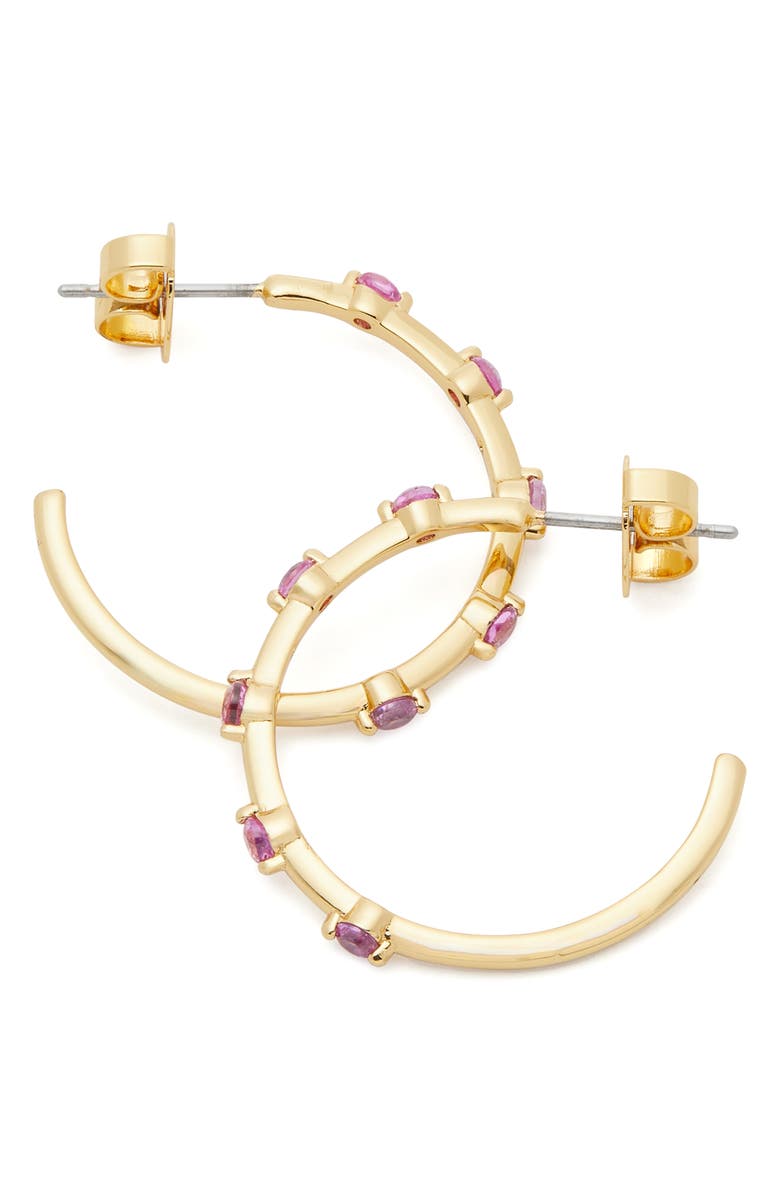 Kate Spade New York cubic zirconia hoop earrings, Alternate, color, Rosegold