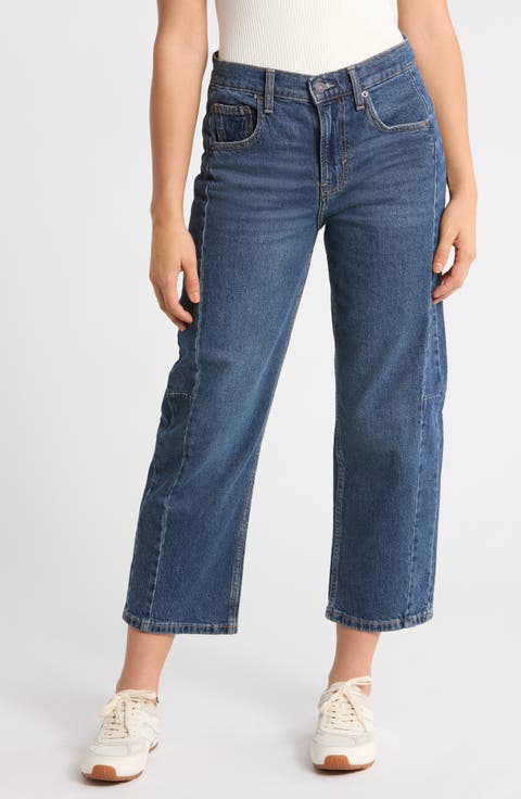 Barrel Leg High Waist Crop Jeans