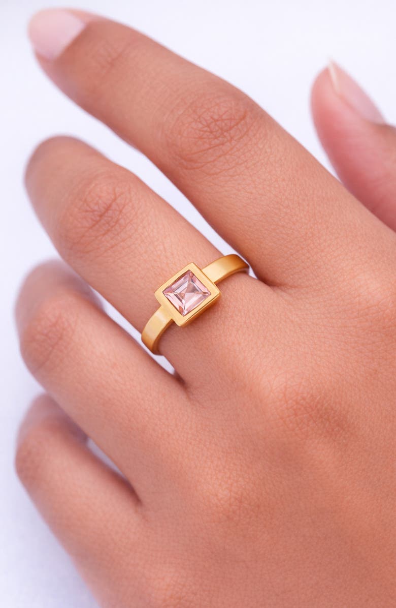 Argento Vivo Sterling Silver Bold Bezel Ring, Alternate, color, Gold /Amethyst