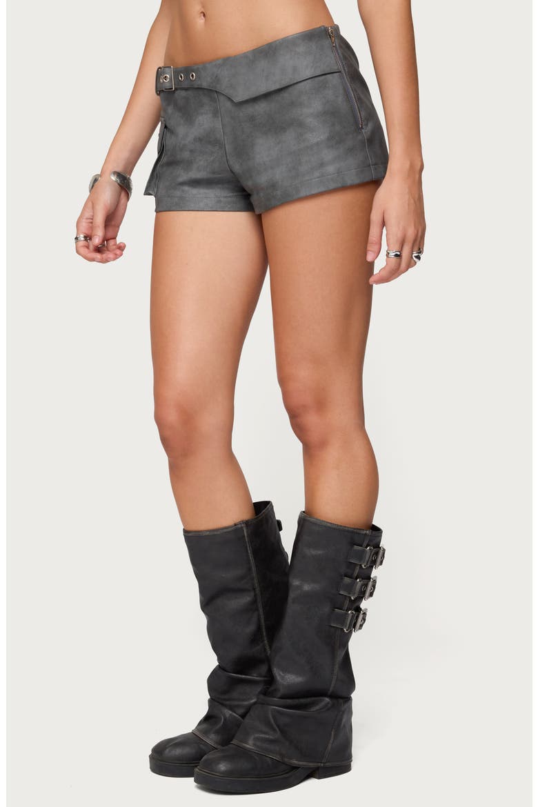 Houston Faux Leather Micro Shorts, Alternate, color, DARK-GRAY