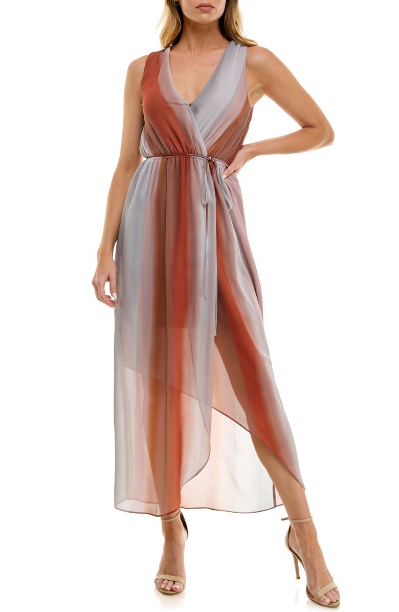 Socialite Chiffon Surplice Midi Dress, Main, color, 
