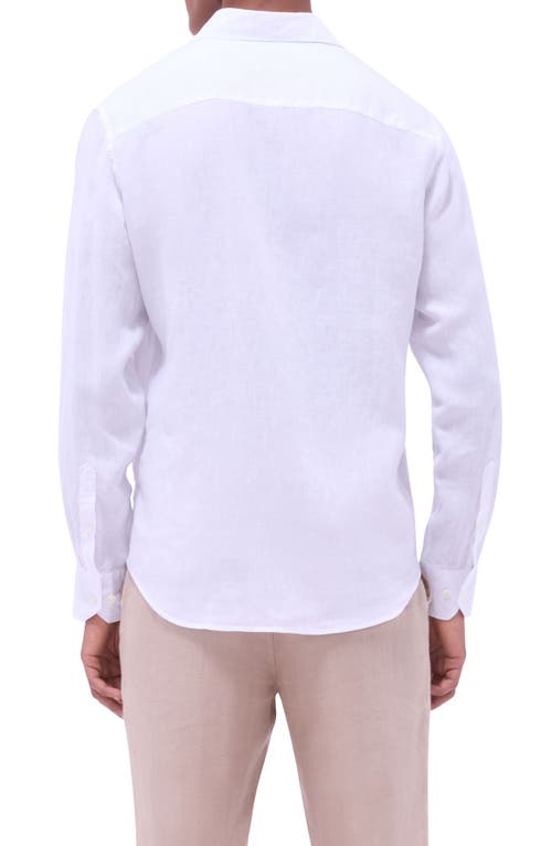 Bugatchi Axel Shaped Fit Linen Button-up Shirt In White